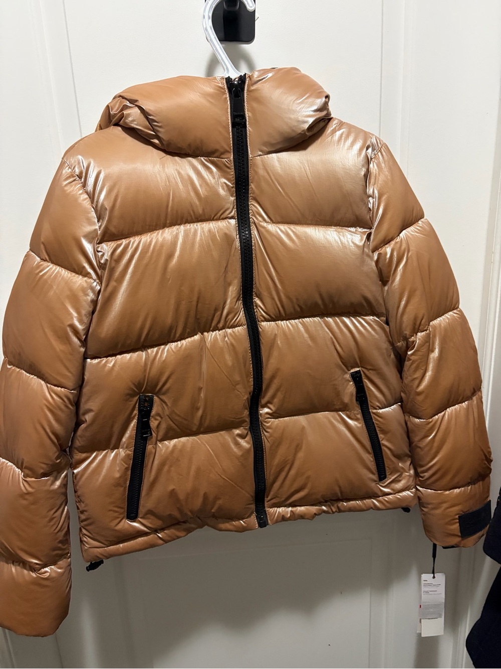 Women's Tan-Brown Hooded Puffer Jacket